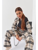 Cămașă lungă, lejeră, în carouri, neagră, 3074 - Magazin online - Boutique